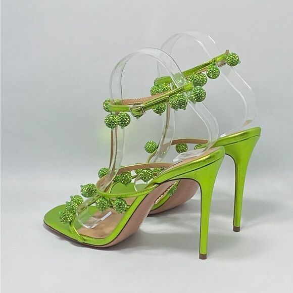 Aquazzura Cha Cha Cha Metallic Leather Sandals size 39 - Picture 9 of 14